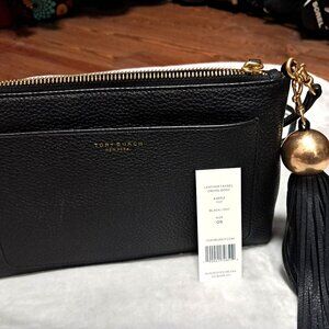 TORY BURCH TASSEL CROSSBODY IN BLACK LEATHER RETAIL $295
